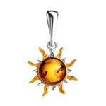 Sun Shaped Amber Earrings In Gold-Plated Silver The Helios, image , picture 6