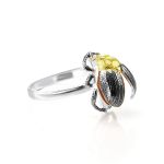 Cognac Amber Ring In Sterling Silver The Scarab, Ring Size: 10 / 20, image 