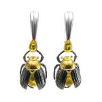 Drop Amber Earrings In Sterling Silver The Scarab, image 