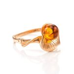 Gold-Plated Ring With Cognac Amber The Kalina, Ring Size: 12 / 21.5, image 