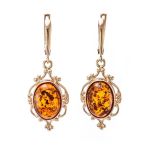 Drop Amber Earrings In Gold-Plated Silver The Carmen, image 