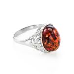 Cocktail Amber Ring In Sterling Silver The Carmen, Ring Size: 7 / 17.5, image 