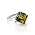 Square Cut Amber Ring In Sterling Silver The Astoria, Ring Size: 6.5 / 17, image 