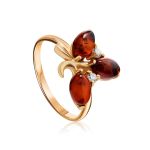 Amber Ring In Gold With Crystals The Verbena, Ring Size: 5.5 / 16, image 