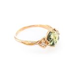 Round Amber Ring In Gold With Crystals The Sambia, Ring Size: 6 / 16.5, image 