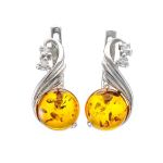 Amber Earrings In Sterling Silver With Crystals The Swan, image 