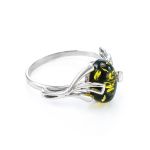 Adorable Sterling Silver Ring With Green Amber The Crocus, Ring Size: 11 / 20.5, image 