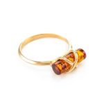 Stylish Amber Ring In Gold The Scandinavia, Ring Size: 9 / 19, image 