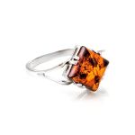 Geometric Silver Earrings With Cognac Amber The Astoria, image , picture 5