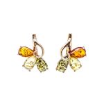 Multicolor Amber Earrings In Gold-Plated Silver The Dandelion, image 