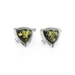 Luminous Green Amber Earrings In Sterling Silver The Mistral, image 