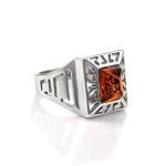 Cognac Amber Ring In Sterling Silver The Ellas, Ring Size: / 23, image 