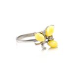 Honey Amber Ring In Sterling Silver With Crystals The Verbena, Ring Size: 4 / 15, image 