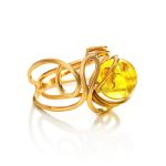 Gold-Plated Ring With Lemon Amber The Flamenco, Ring Size: Adjustable, image 