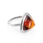 Triangle Amber Ring In Sterling Silver The Mistral, Ring Size: 9.5 / 19.5, image 