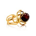Adjustable Gold-Plated Ring With Cherry Amber The Flamenco, Ring Size: Adjustable, image 