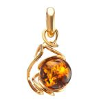 Cognac Amber Pendant In Gold-Plated Silver The Flamenco, image 