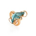 Gold-Plated Open Ring With Sky Blue Synthetic Topaz The Serenade, Ring Size: Adjustable, image 