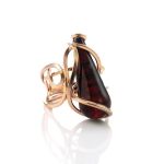 Drop Gold-Plated Earrings With Cherry Amber The Flamenco, image , picture 4