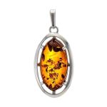 Sterling Silver Pendant With Cognac Amber The Elegy, image 