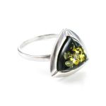 Triangle Silver Ring With Green Amber The Mistral, Ring Size: 10 / 20, image 