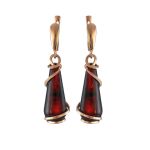 Drop Gold-Plated Earrings With Cherry Amber The Flamenco, image 