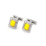 Bold Honey Amber Cufflinks In Sterling Silver The Ithaca, image 