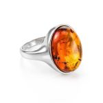 Cognac Amber Ring In Sterling Silver The Goji, Ring Size: 13 / 22, image 