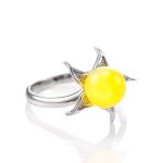 Cute Silver Ring With Honey Amber The Persimmon, Ring Size: 12 / 21.5, image 