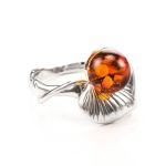 Sterling Silver Ring With Cognac Amber The Kalina, Ring Size: 13 / 22, image 