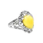 20's Style Amber Ring In Sterling Silver The Luxor, Ring Size: 6 / 16.5, image 