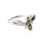 Wonderful Green Amber Ring In Sterling Silver The Verbena, Ring Size: 10 / 20, image 