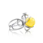 Round Cut Amber Ring In Sterling Silver The Flamenco, Ring Size: Adjustable, image 