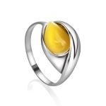 Honey Amber Ring In Sterling Silver The Peony, Ring Size: 9 / 19, image 