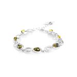 Green Amber Link Bracelet In Sterling Silver The Amour, image 