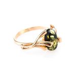 Green Amber Ring In Gold-Plated Silver The Crocus, Ring Size: 8.5 / 18.5, image 