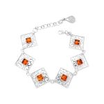 Cognac Amber Link Bracelet In Sterling Silver The Arabesque, image 