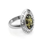 Adjustable Silver Ring With Green Amber The Ellas, Ring Size: Adjustable, image 