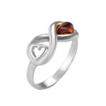 Sterling Silver Ring With Cognac Amber The Amour, Ring Size: 9 / 19, image 