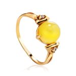 Honey Amber Ring In Gold-Plated Silver With Crystals The Sambia, Ring Size: 8.5 / 18.5, image 