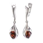 Cognac Amber Earrings In Sterling Silver The Peony, image 