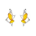 Stylish Cognac Amber Earrings In Sterling Silver The Pegasus, image 