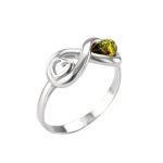 Sterling Silver Ring With Green Amber The Amour, Ring Size: 4 / 15, image 