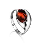 Sterling Silver Ring With Cognac Amber The Peony, Ring Size: 5.5 / 16, image 