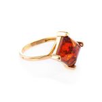 Gold-Plated Ring With Square Amber The Athena, Ring Size: 10 / 20, image 