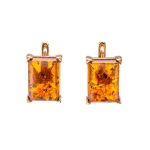 Gold-Plated Silver Pendant With Square Cognac Amber Stone The Rectangle, image , picture 5
