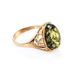 Golden Ring With Green Amber The Carmen, Ring Size: 11.5 / 21, image 