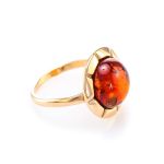 Gold-Plated Silver Ring With Cognac Amber The Zephyr, Ring Size: 11.5 / 21, image 