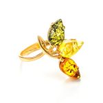 Multicolor Amber Ring In Gold The Dandelion, Ring Size: 9.5 / 19.5, image 