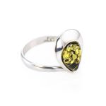 Elegant Green Amber Ring In Sterling Silver The Orion, Ring Size: 8 / 18, image 